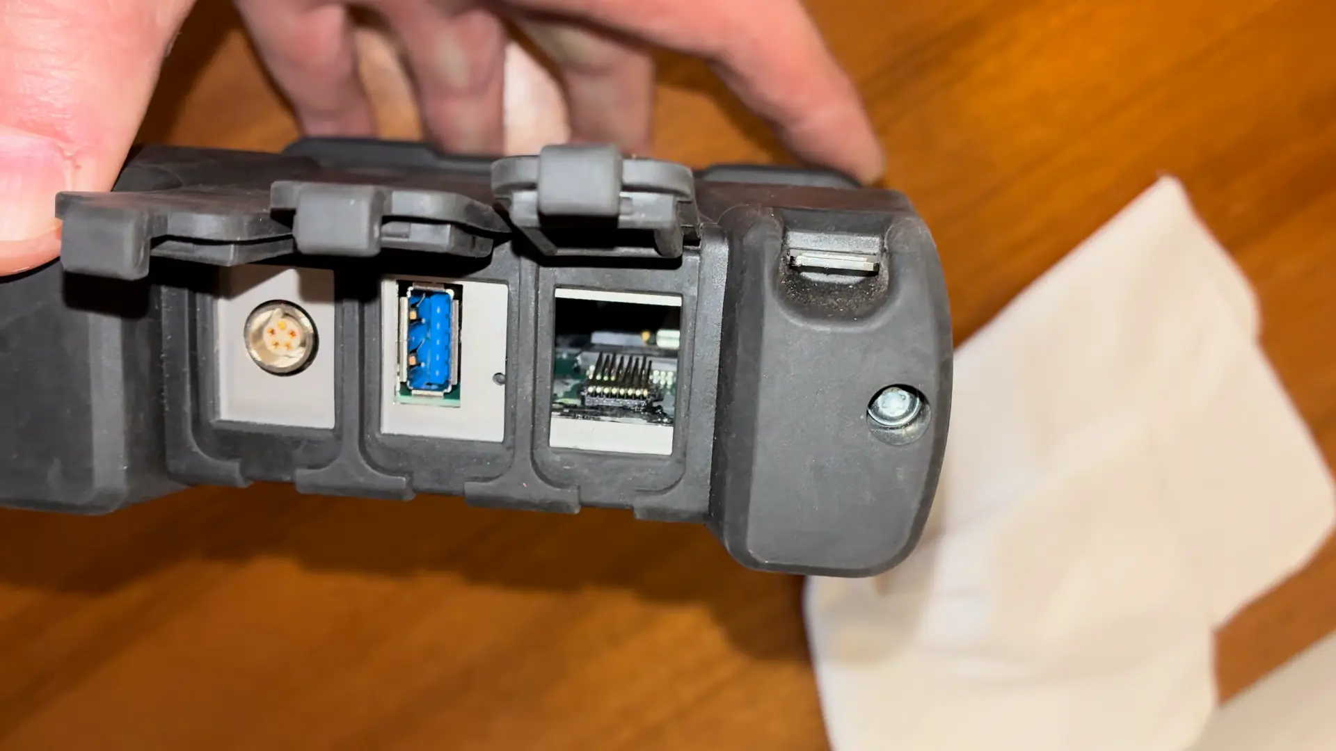 ICOM Next with the RJ45 network port missing from the connector bay