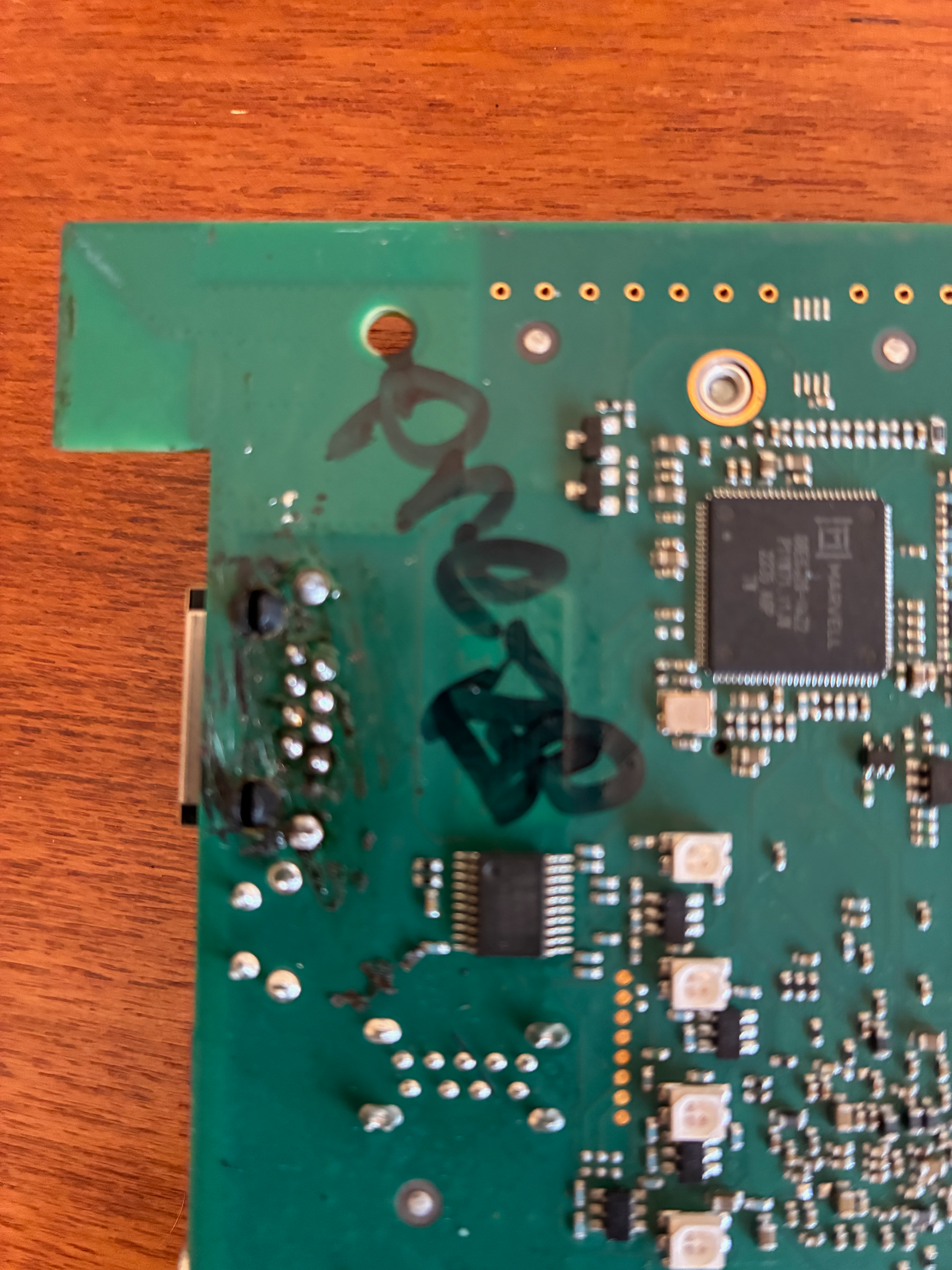 Previous repair - NOT BY US! This board was damaged beyond economical repair.